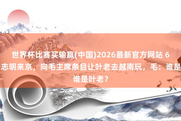 世界杯比赛买输赢(中国)2026最新官方网站 60年胡志明来京，向毛主席条目让叶老去越南玩，毛：谁是叶老？