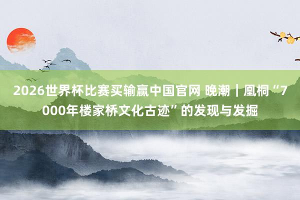 2026世界杯比赛买输赢中国官网 晚潮｜凰桐“7000年楼家桥文化古迹”的发现与发掘