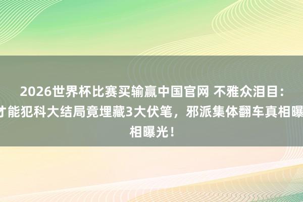 2026世界杯比赛买输赢中国官网 不雅众泪目：低才能犯科大结局竟埋藏3大伏笔，邪派集体翻车真相曝光！