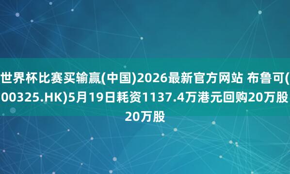 世界杯比赛买输赢(中国)2026最新官方网站 布鲁可(00325.HK)5月19日耗资1137.4万港元回购20万股
