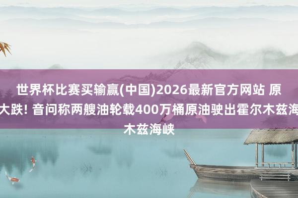 世界杯比赛买输赢(中国)2026最新官方网站 原油大跌! 音问称两艘油轮载400万桶原油驶出霍尔木兹海峡