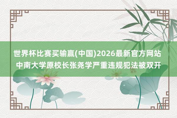 世界杯比赛买输赢(中国)2026最新官方网站 中南大学原校长张尧学严重违规犯法被双开