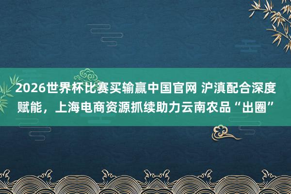 2026世界杯比赛买输赢中国官网 沪滇配合深度赋能，上海电商资源抓续助力云南农品“出圈”