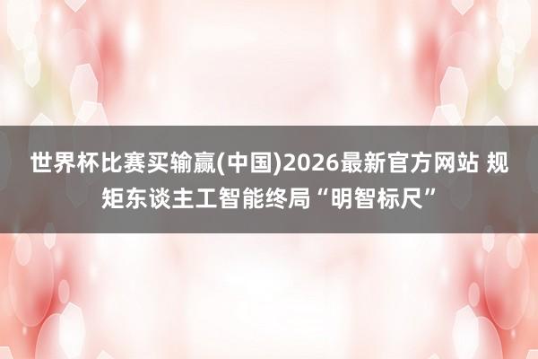 世界杯比赛买输赢(中国)2026最新官方网站 规矩东谈主工智能终局“明智标尺”