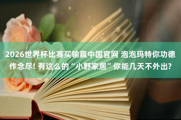 2026世界杯比赛买输赢中国官网 泡泡玛特你功德作念尽! 有这么的“小野家居”你能几天不外出?