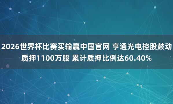2026世界杯比赛买输赢中国官网 亨通光电控股鼓动质押1100万股 累计质押比例达60.40%
