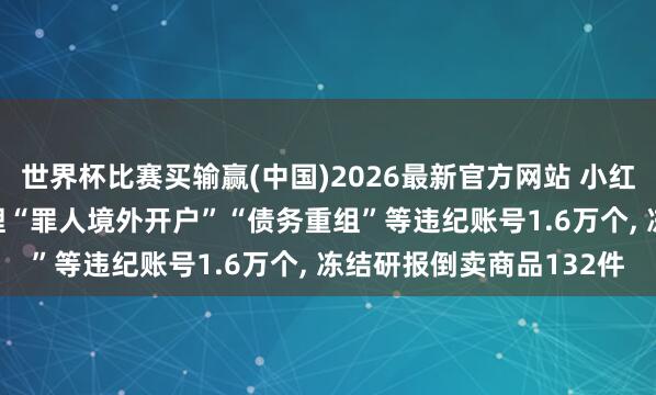 世界杯比赛买输赢(中国)2026最新官方网站 小红书打击金融黑灰产: 处理“罪人境外开户”“债务重组”等违纪账号1.6万个， 冻结研报倒卖商品132件