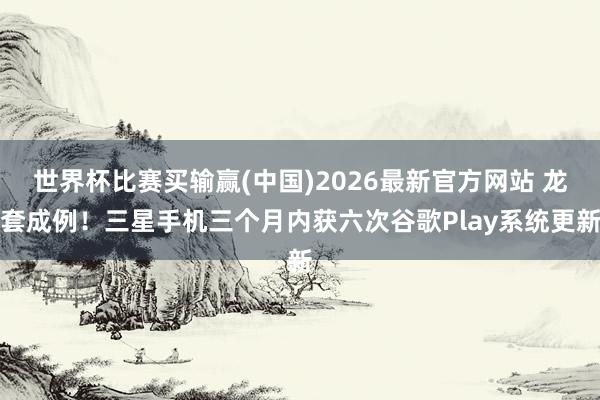 世界杯比赛买输赢(中国)2026最新官方网站 龙套成例！三星手机三个月内获六次谷歌Play系统更新