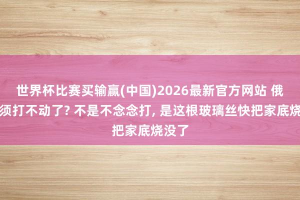 世界杯比赛买输赢(中国)2026最新官方网站 俄乌斯须打不动了? 不是不念念打， 是这根玻璃丝快把家底烧没了
