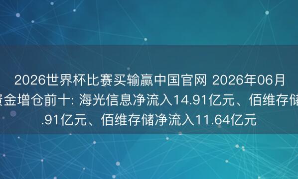 2026世界杯比赛买输赢中国官网 2026年06月12日科创板主力资金增仓前十: 海光信息净流入14.91亿元、佰维存储净流入11.64亿元