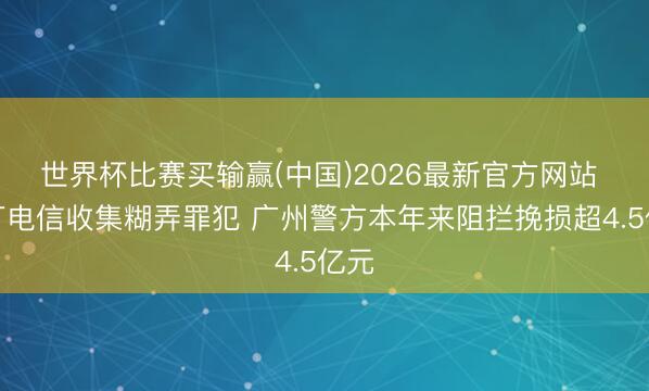世界杯比赛买输赢(中国)2026最新官方网站 严打电信收集糊弄罪犯 广州警方本年来阻拦挽损超4.5亿元